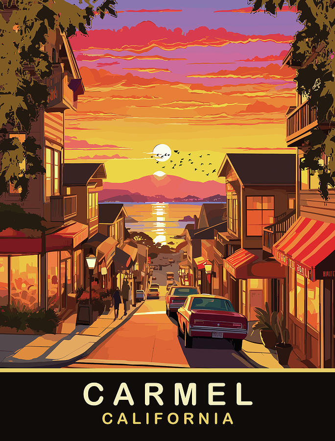 Sunset Digital Art - Carmel, California by Long Shot