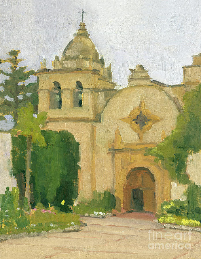 Carmel Mission Entrance - Carmel, California Painting by Paul Strahm