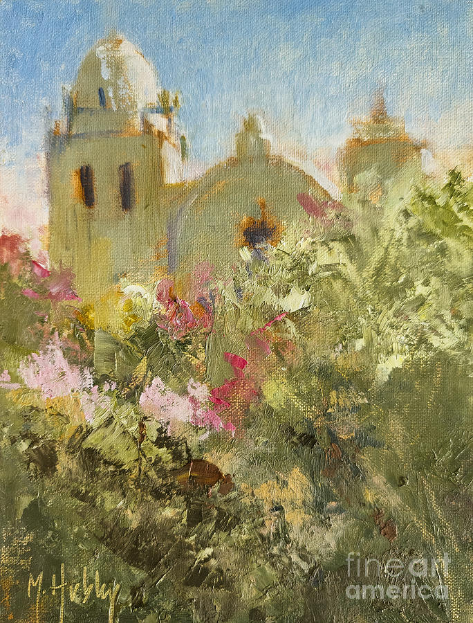 Carmel Mission Garden Study Painting by Mary Hubley
