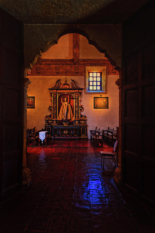 Jesus Christ Photograph - Carmel Mission Side Altar by Thomas Hall