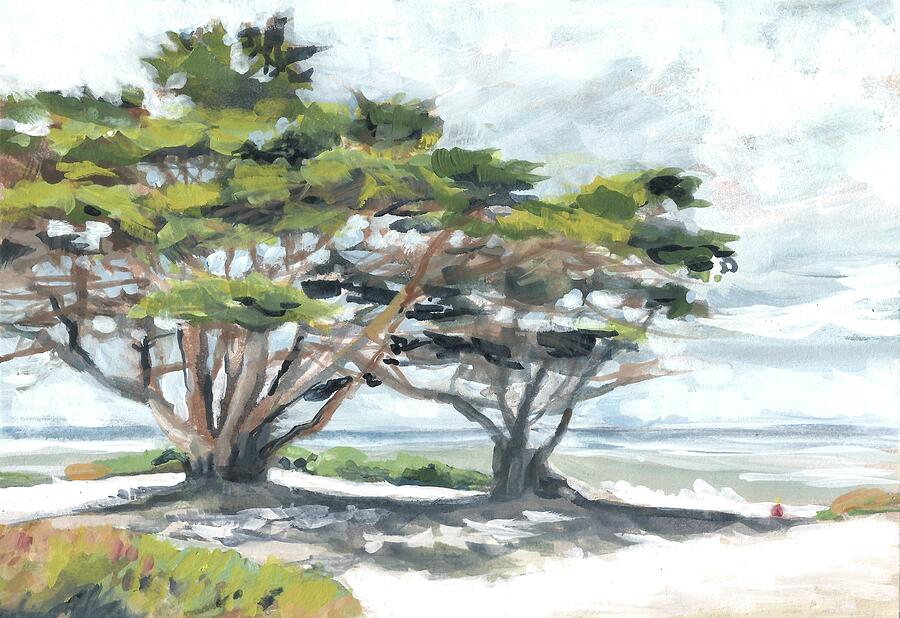 Carmel. Monterey Cypress. Study Painting by Masha Batkova