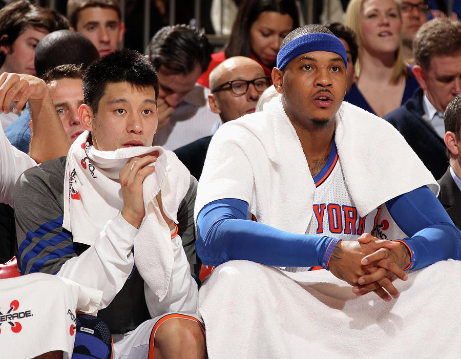 Carmelo Anthony and Jeremy Lin Photograph by Nathaniel S. Butler