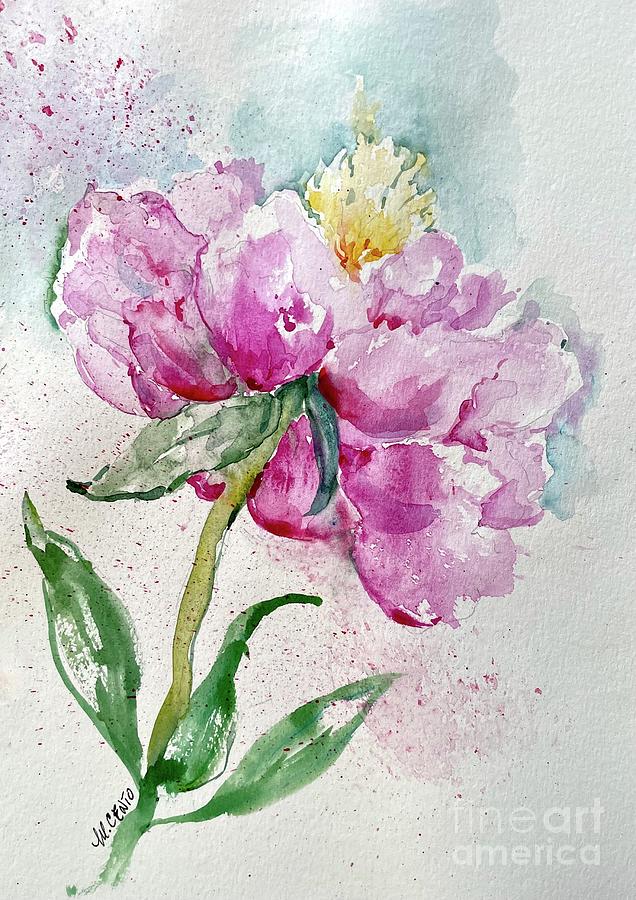 Carmine Peonie Painting by Mafalda Cento