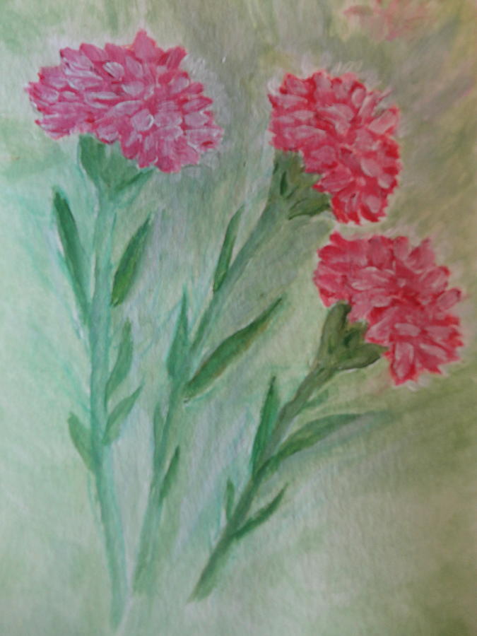 Carnation Trio  Painting by Rosie Foshee