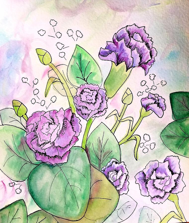 Carnations in Watercolor Painting by Expressions By Stephanie