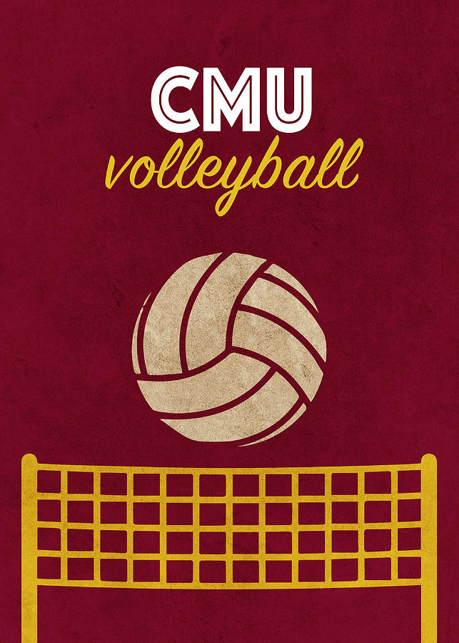 Carnegie Mellon University Mixed Media - Carnegie Mellon University Volleyball Team Vintage Sports Poster by Design Turnpike