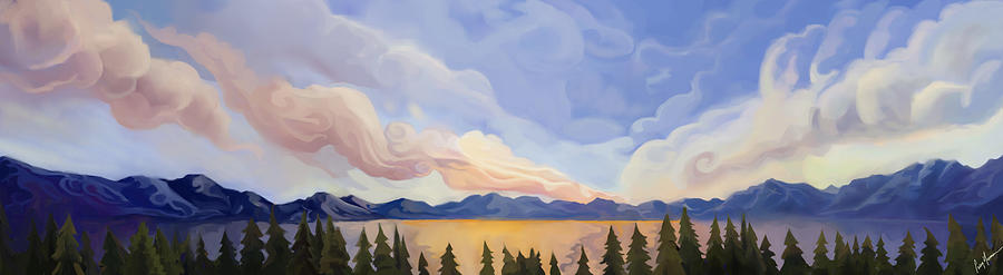 Clouds Painting - Carnelian Bay Sunset Panorama by Craig Newman Clouds Painting - Carnelian Bay Sunset Panorama by Craig Newman