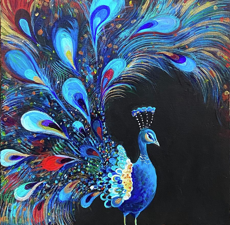 Peacock Painting - Carnival by Cindy Silva
