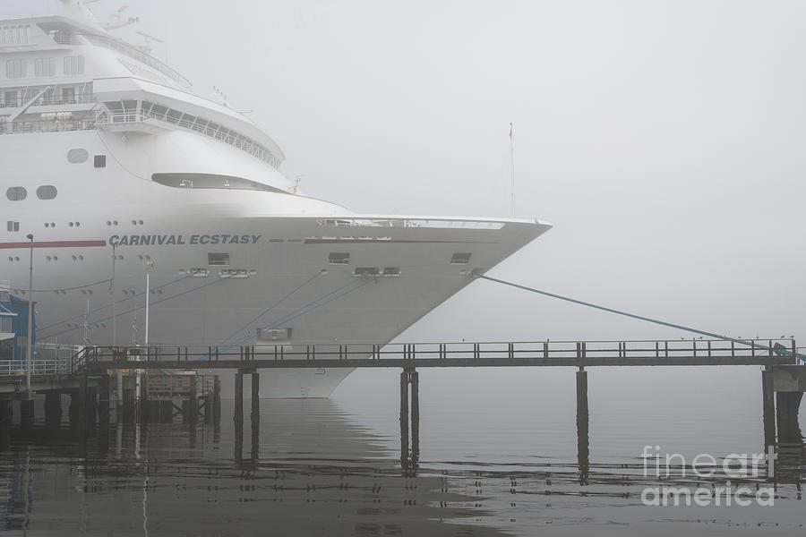 Carnival Cruise Ship in the Charleston Fog Photograph by Dale Powell