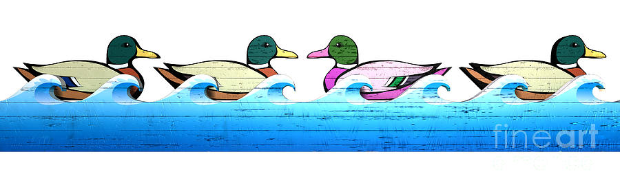 Bird Digital Art - Carnival Duck Shooting Alley Against The Flow by Allan Swart