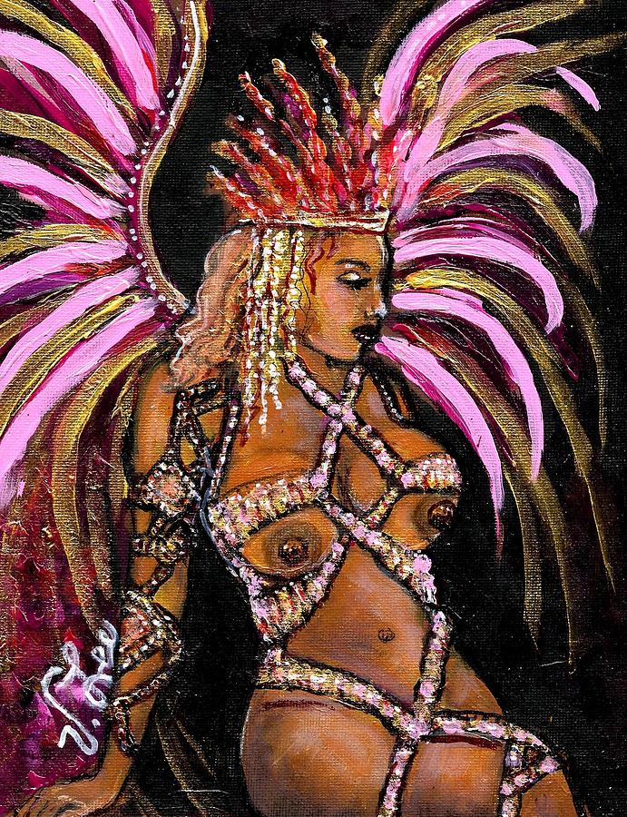 Carnival Gal on Break Painting by VLee Watson