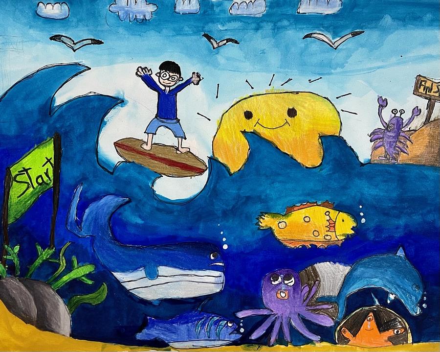 Carnival in the Ocean by Timothy Xie 1st grade Painting by California ...