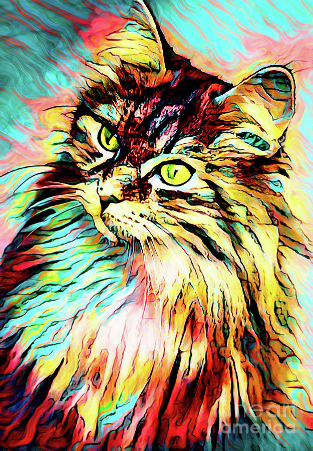 Carnival Kitty Painting by Tina LeCour