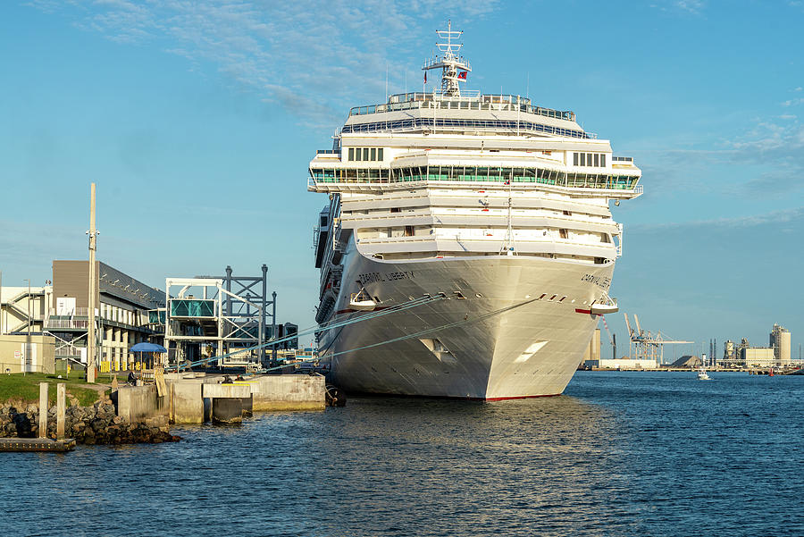 Carnival Liberty at Dock with Blue Sky Photograph by Bradford Martin
