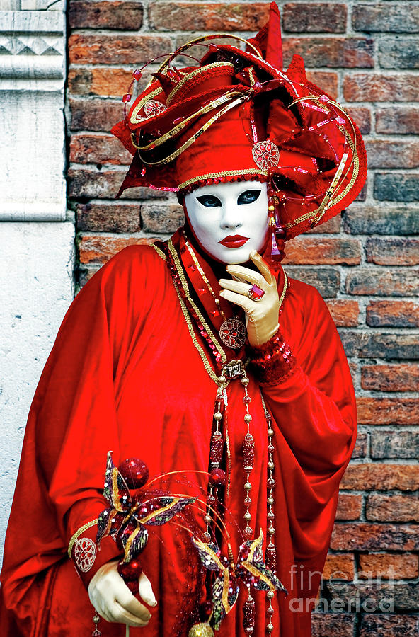 Carnival Model Thinking in Venice Italy Photograph by John Rizzuto