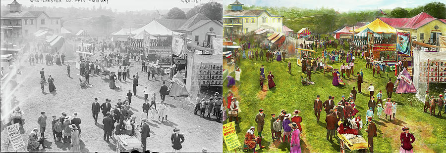 Carnival - Summer at the carnival 1900 - Side by Side Photograph by Mike Savad