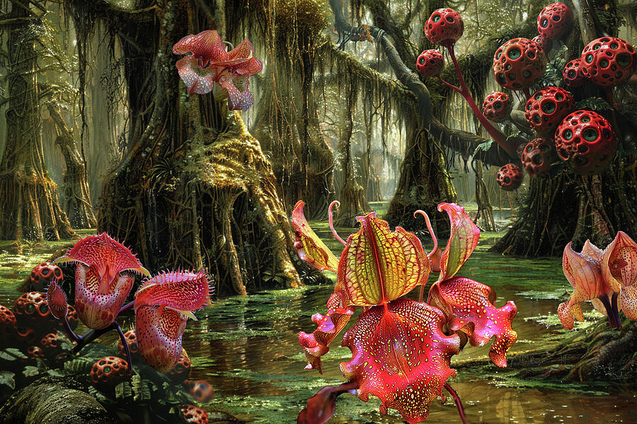 Carnivorous Orchids Digital Art by Lisa Yount Carnivorous Orchids Digital Art by Lisa Yount