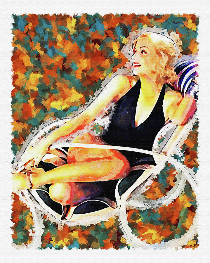 Carol Lombard poolside in the fall Mixed Media by Pheasant Run Gallery