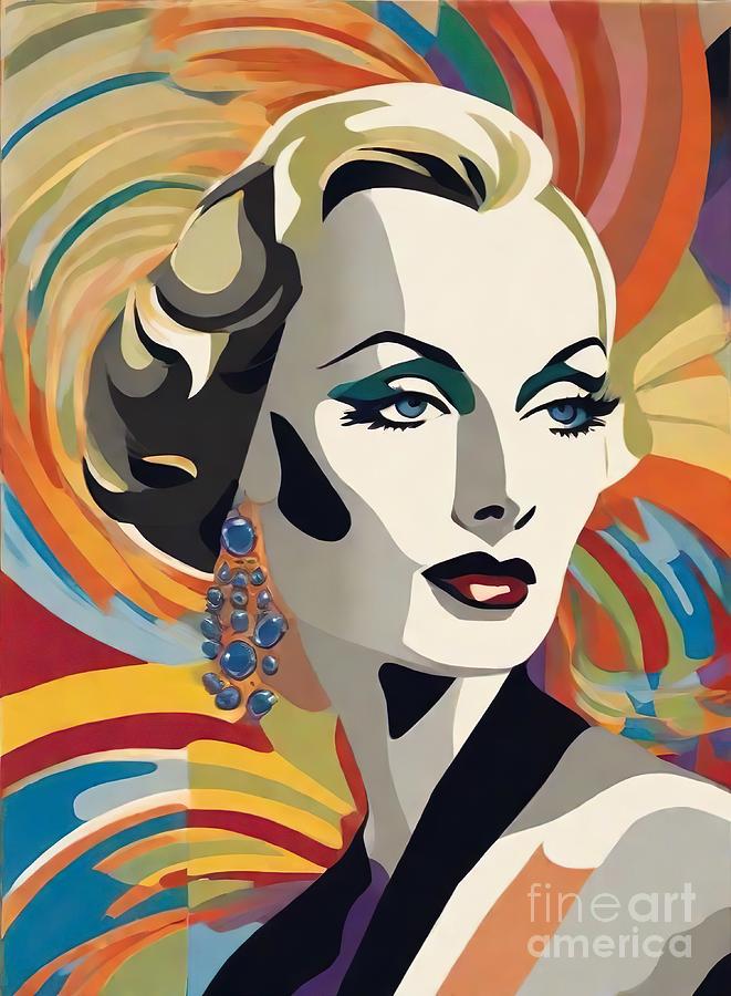 Carole Lombard abstract portrait Digital Art by Movie World Posters