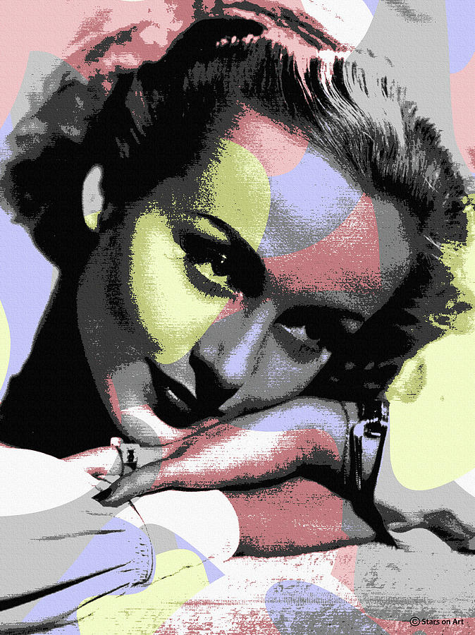 Carole Lombard modernized portrait Mixed Media by Movie World Posters