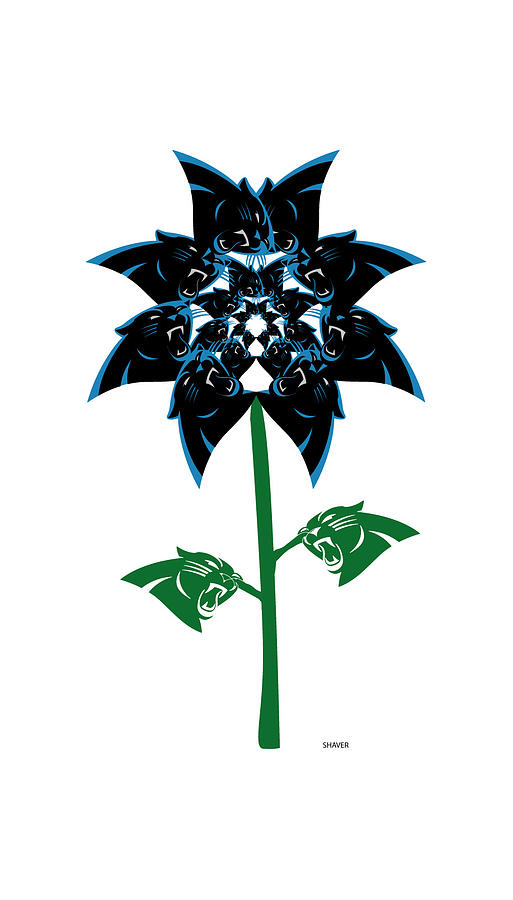Carolina Panthers - NFL Football Team Logo Flower Art Digital Art by Steven Shaver