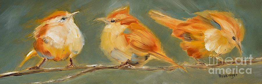 Wren Painting - Carolina Wrens by Paint Box Studio