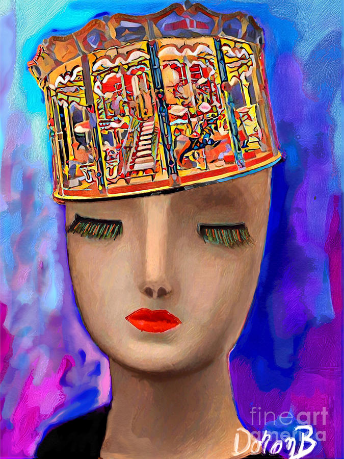 Carousel hat  girl  Digital Art by Doron B