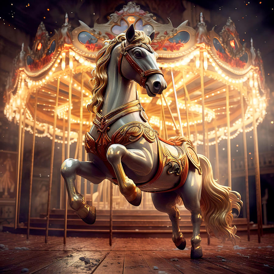 Carousel Horse Escape Digital Art by Athena Mckinzie - Pixels