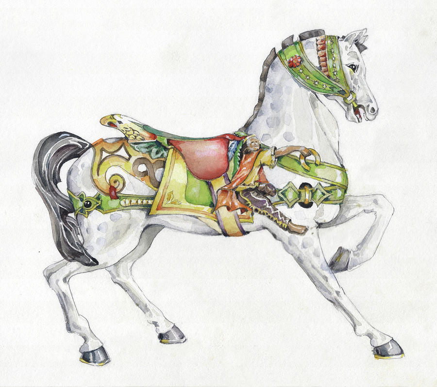 Carousel Horse Painting by Penny Taylor-Beardow