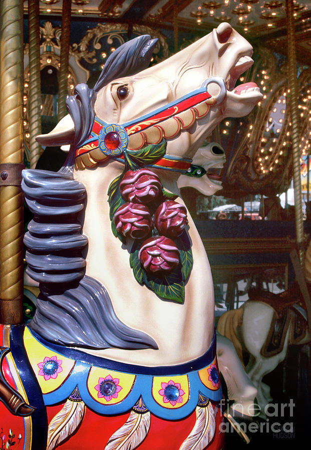 carousel horses prints - Horse with Purple Pine Cones Photograph by Sharon Hudson