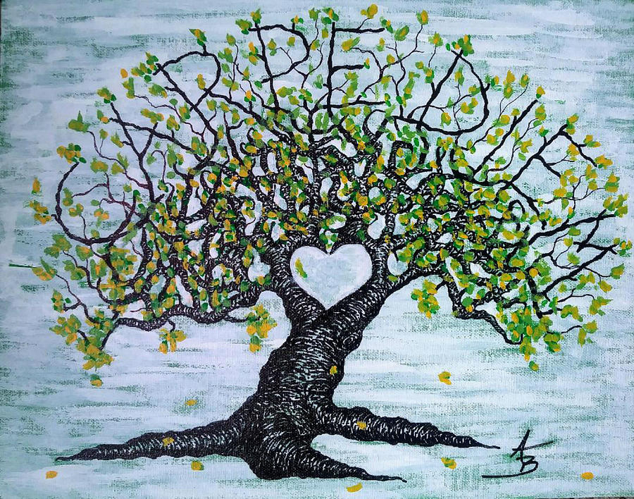Carpe Diem Love Tree Drawing by Aaron Bombalicki