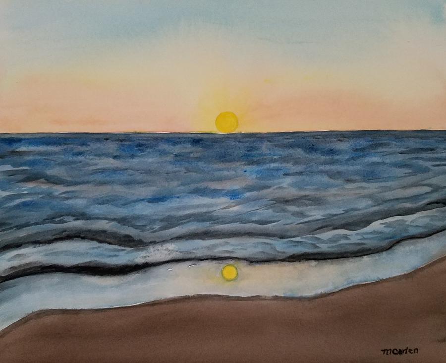Carpinteria Beach Golden Hour Painting by M Carlen