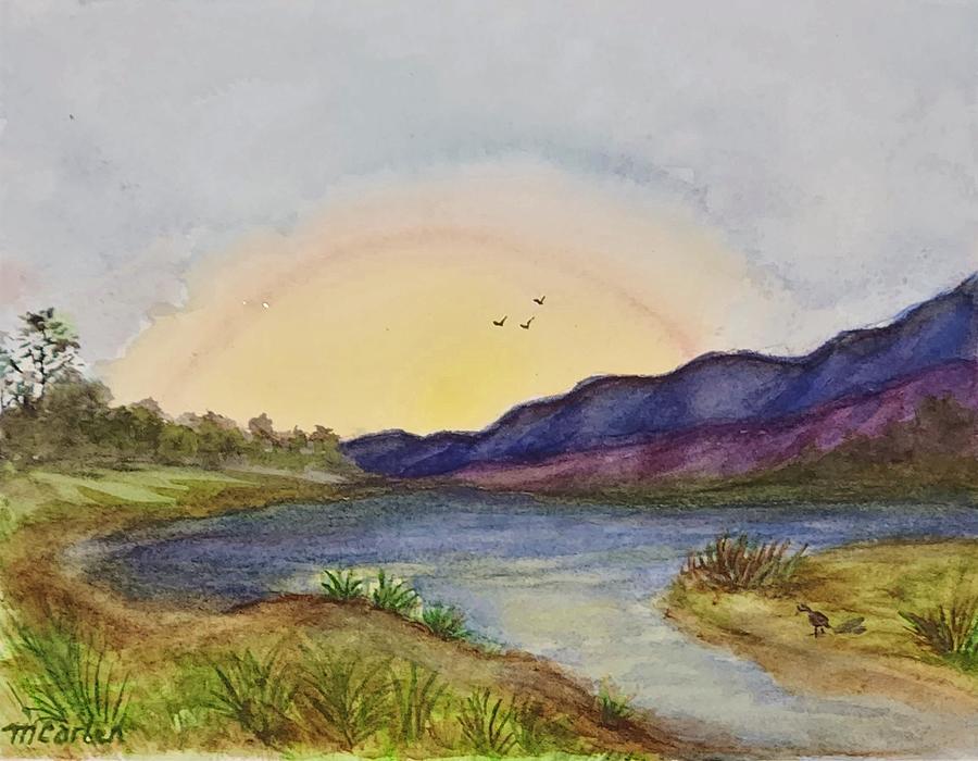 Carpinteria Salt Marsh Sunset Painting by M Carlen