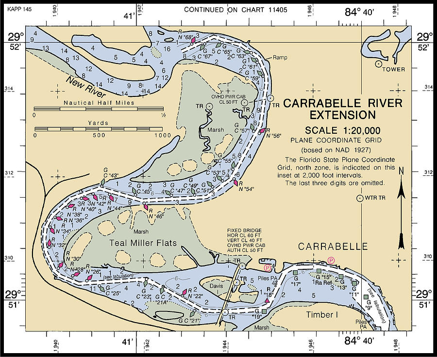 Carrabelle River Extension, NOAA Chart 11404_2 Digital Art by Nautical