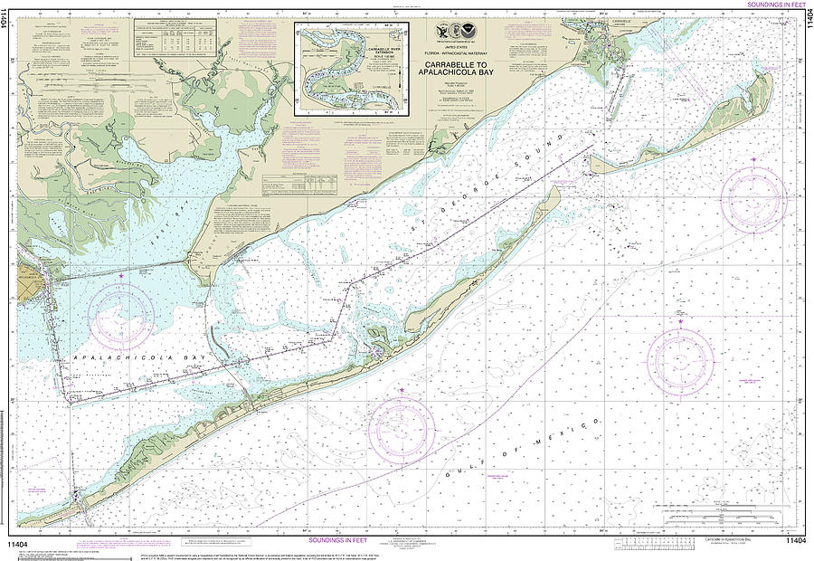 Carrabelle to Apalachicola Bay Nautical Chart 11404 Digital Art by John ...