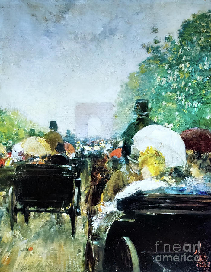Carriage Parade by Childe Hassam 1888 Painting by Childe Hassam