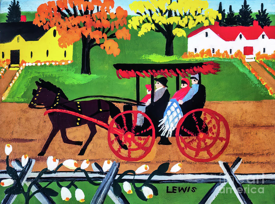 Carriage Ride by Maud Lewis late 1940s Painting by Maud Lewis