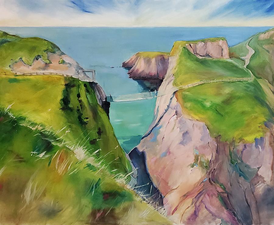 Carrick-a-Rede Rope Bridge Painting by Sheila Romard