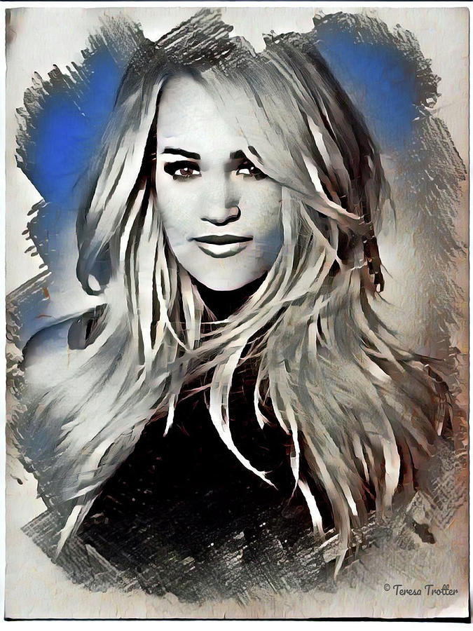 Carrie Underwood Painted Sketch. Mixed Media