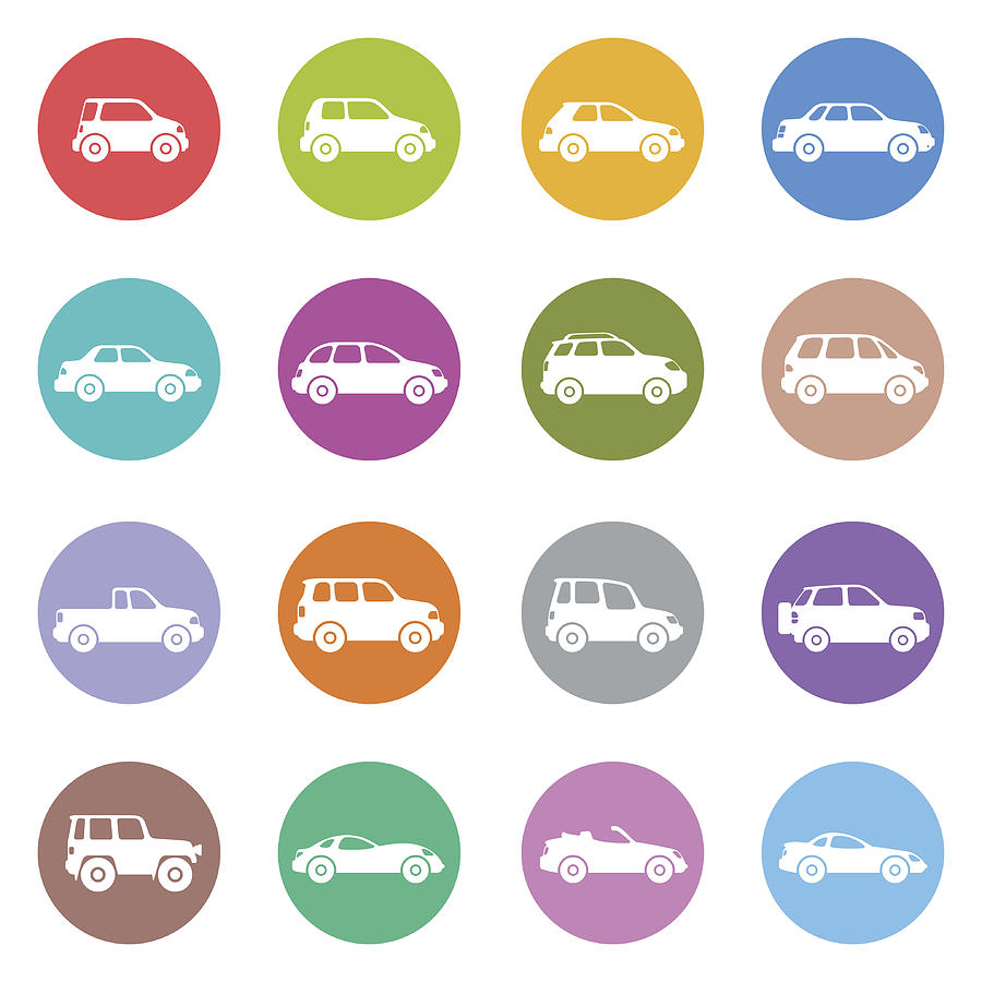 Cars Icon Set Drawing by AlonzoDesign