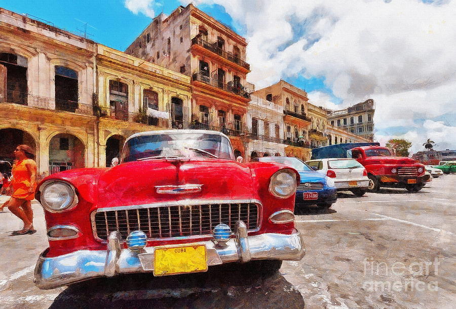 Cars On Havana Streets Digital Art by Jerzy Czyz