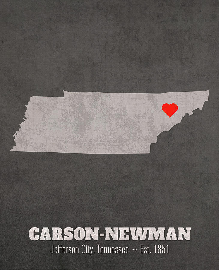 Map Mixed Media - Carson Newman University Jefferson City Tennessee Founded Date Heart Map by Design Turnpike