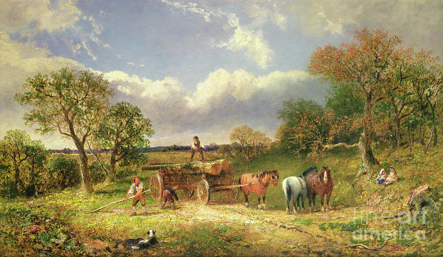 Cart in a landscape, 1872  Painting by James Edwin Meadows
