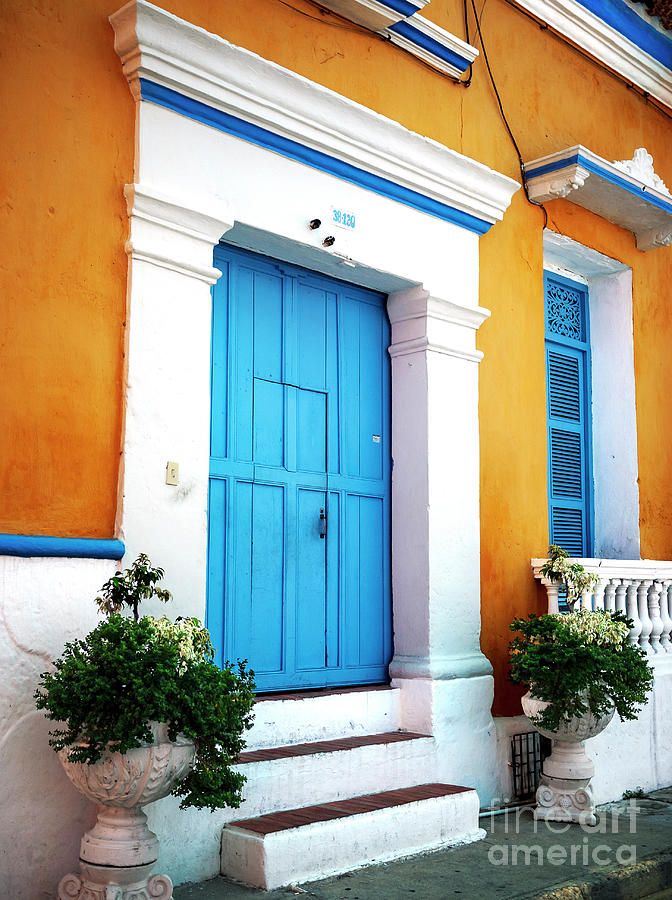 Cartagena Blue Door in Colombia Photograph by John Rizzuto