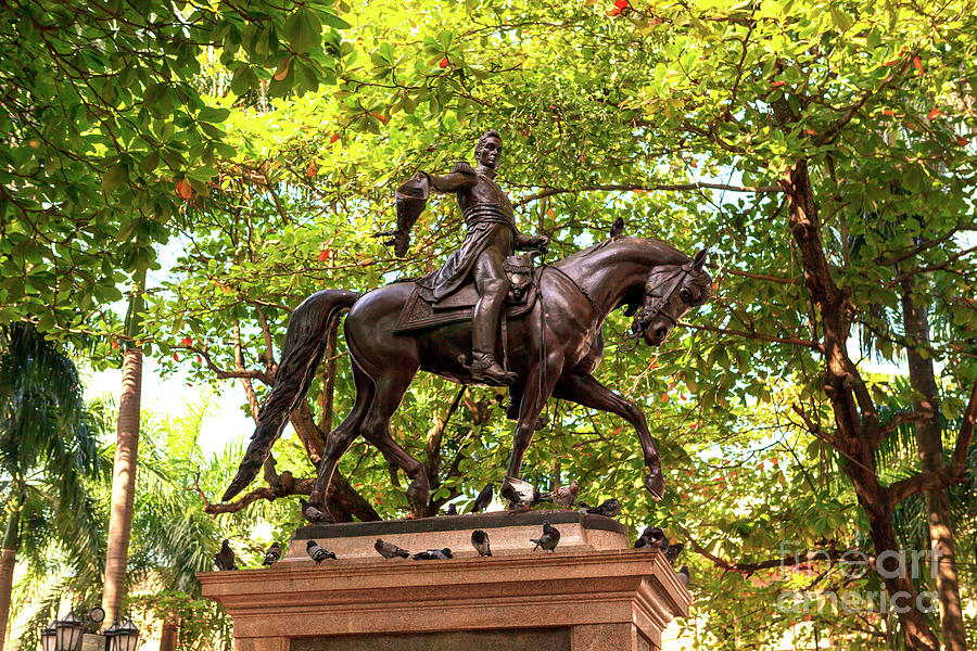 Cartagena Simon Bolivar Statue in Colombia Photograph by John Rizzuto