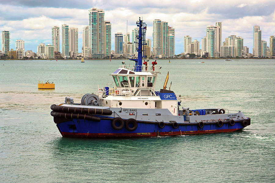 Cartagena Tugboat And A Walled City Photograph