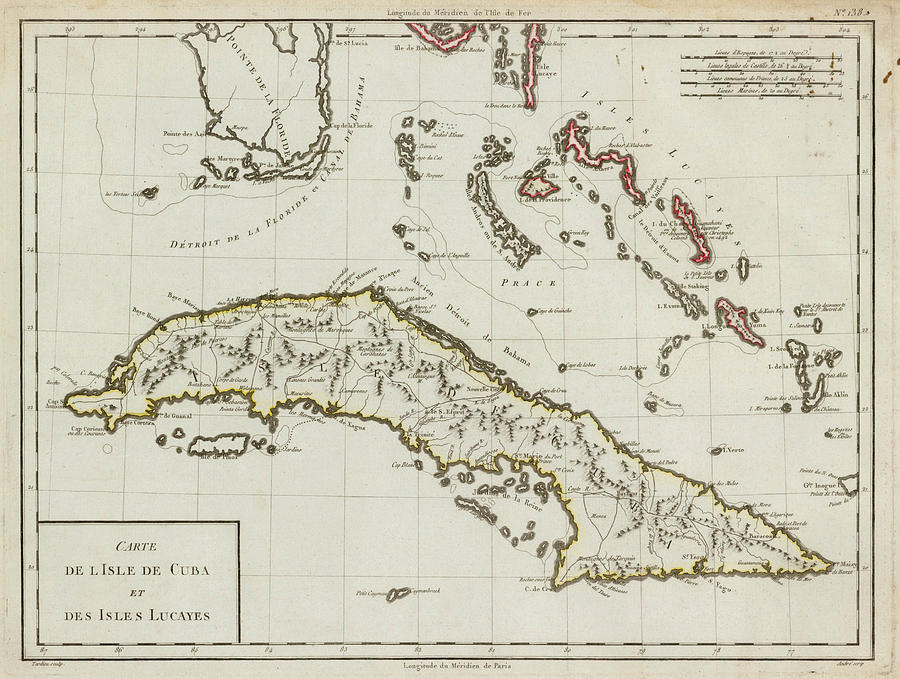 Carte De L Isle De Cuba Et Des Isles Lucayes Paris Painting By Pierre Antoine Tardieu