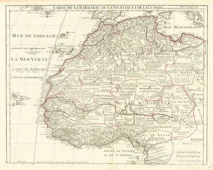 Carte de la Barbarie le la Nigritie et de la Guin e Par Guillaume De L ...