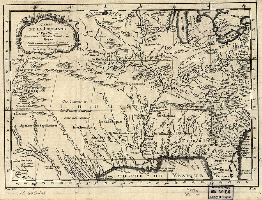 Carte De La Louisiane Et Pays Voisins, Pour Servir A Lhistoire Generale Des Voyages. Loc 73690498 Painting