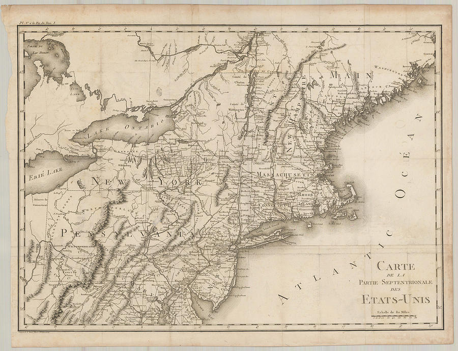 Carte De La Partie Septentrionale Des Etats Unis Paris Painting by ...